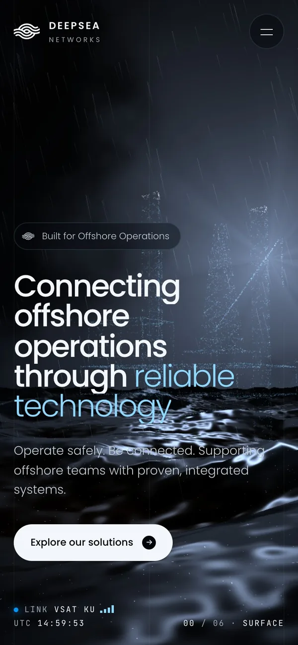 Deepsea Networks website - mobile screen 1