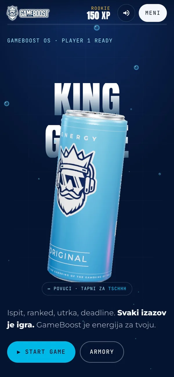 GameBoost Energy website - mobile screen 1