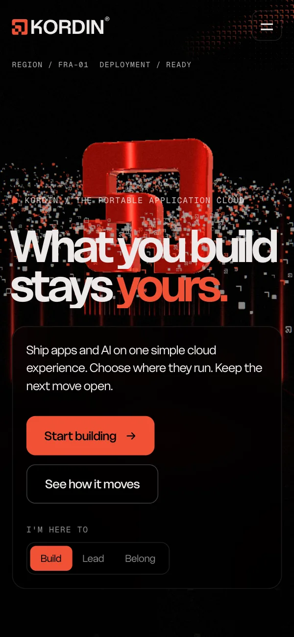 KORDIN® website - mobile screen 1
