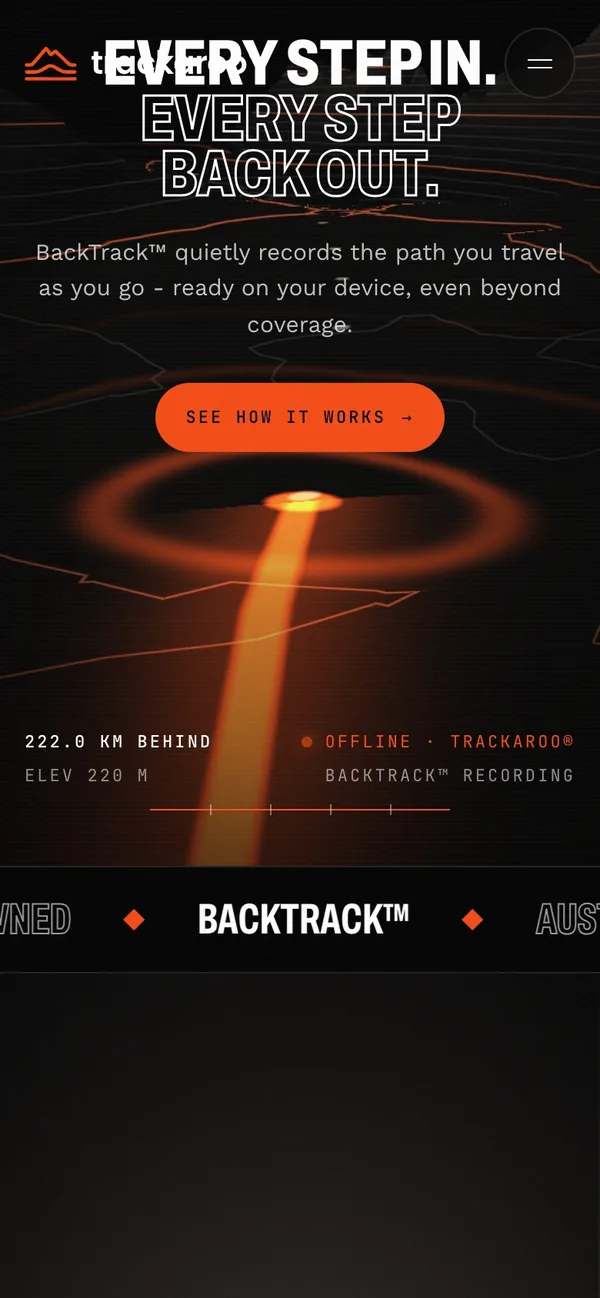 Trackaroo website - mobile screen 2