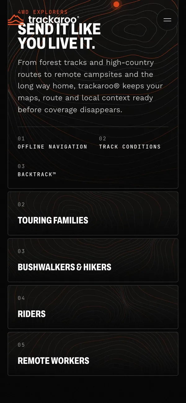 Trackaroo website - mobile screen 3