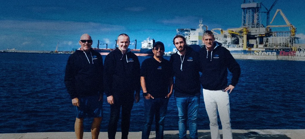 The Deepsea Networks team by the harbour